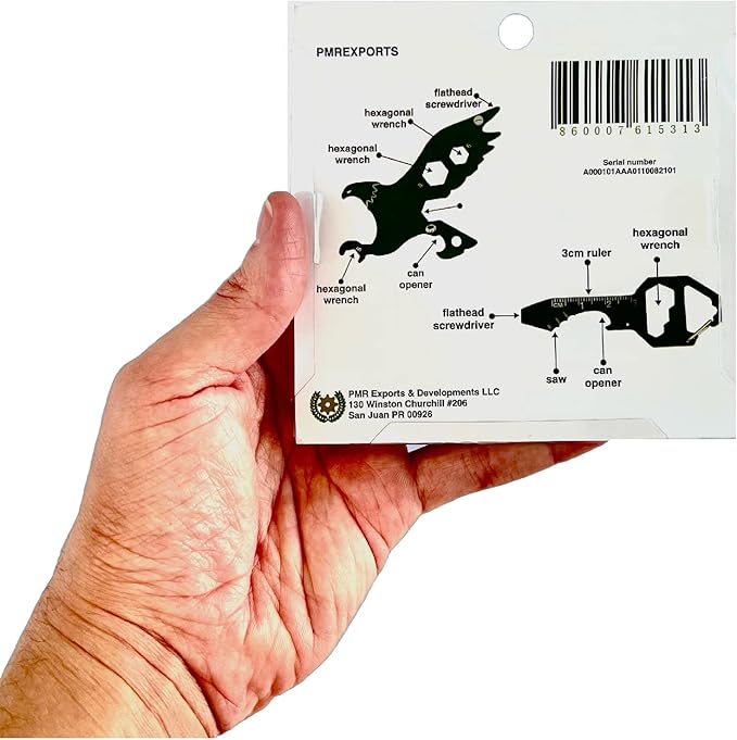 PMR-EXPORTS | Multitool Keychain (Eagle & Key) Two Pack Multitools Eagle Key Good for Adults Teens Men or Woman Multi-tool mechanic Unexpected defense against raiders stealers, Charcoal Gray, 5x5x.25