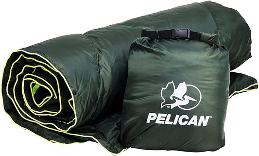 Pelican Outdoor Woobie Camping Accessories - Blanket - Poncho Liner w/Carry Bag - [Water Resistant] [600 Duck Down Fill] - Light, Soft, Warm Travel Blanket - Camping Gifts for Hiking, Picnic - Olive