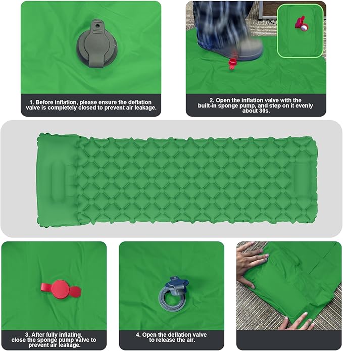 Self Inflating Sleeping Mat for Camping 75"x22" Sleeping Pad with Built-in Pump Lightweight Compact Waterproof Air Mattress for Traveling,Trekking, Hiking, Tent, Single/Adult Camping Gear