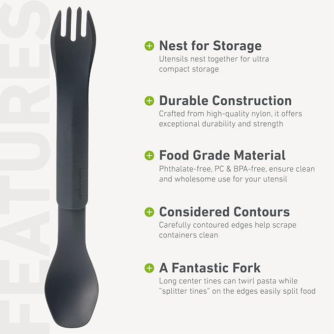 ﻿GoBites Duo and Bio Duo Travel Silverware, Full Size Portable Fork & Spoon, Reusable Utensil Set, PC and BPA-free, Food-Safe Nylon or Plant-Based Resin, ﻿Extended - 9.1” X 1.6”