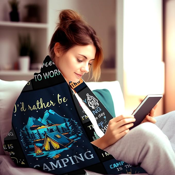 Camping Blanket Gifts for Men Woman Couples,Soft Cozy Camping Blankets and Throws RV Travel Hiking Bed Sofa,Cool Camper Gifts for Camping Lovers Campsite Outdoors 50"X40"
