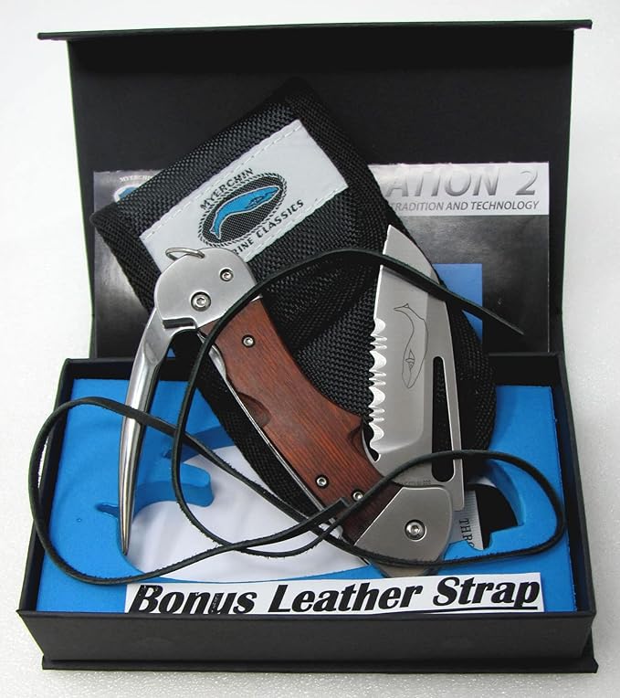 Tested at Sea WF300P Generation 2 Captain Professional Wood Handle Rigging Tool Knife