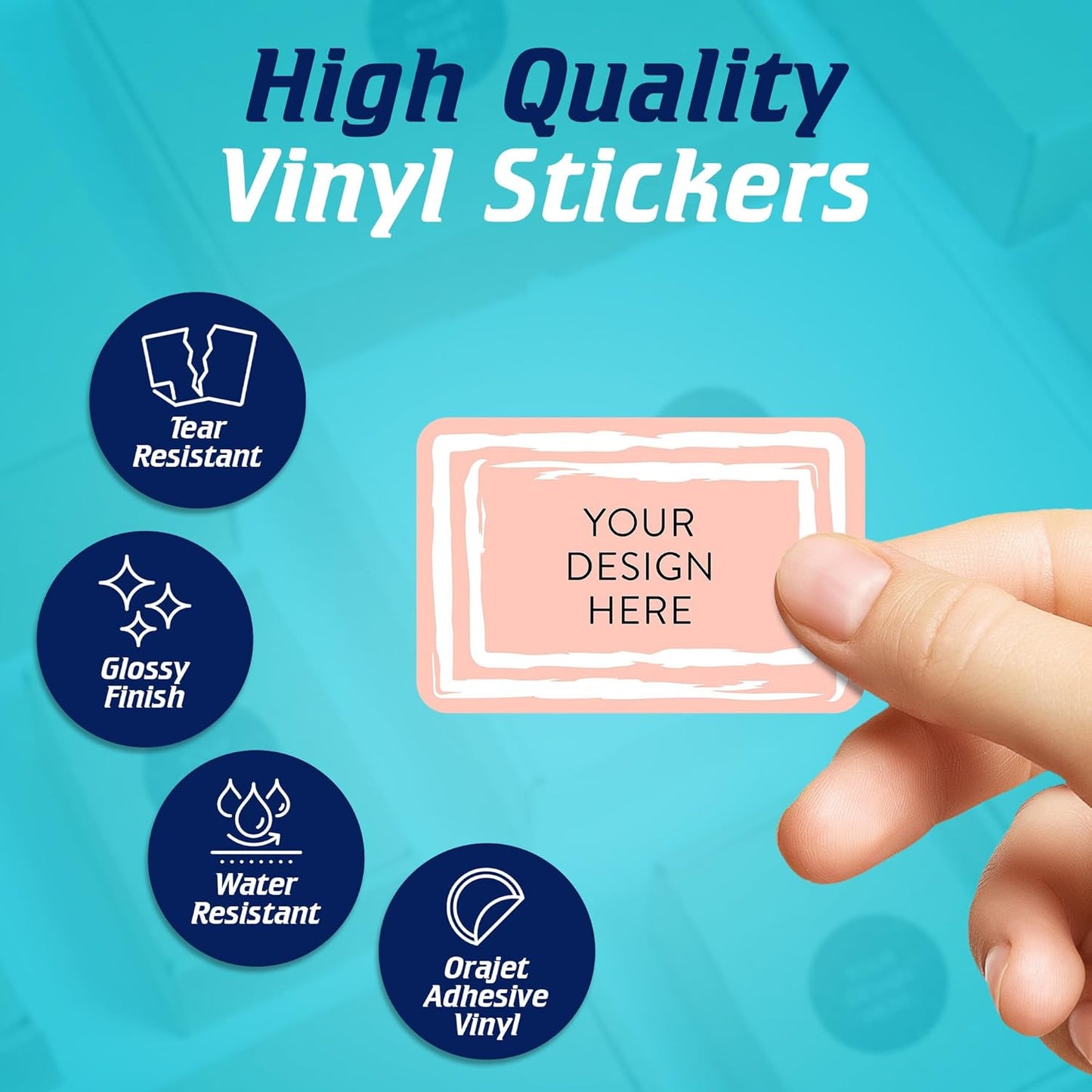 100 Custom Vinyl Stickers - Upload Your own Image, Text, Design, Logo - Personalized Logo Labels for Handmade, Packaging, Bottle, Jars, Candle, Brand Stickers (Peach, 3x2)