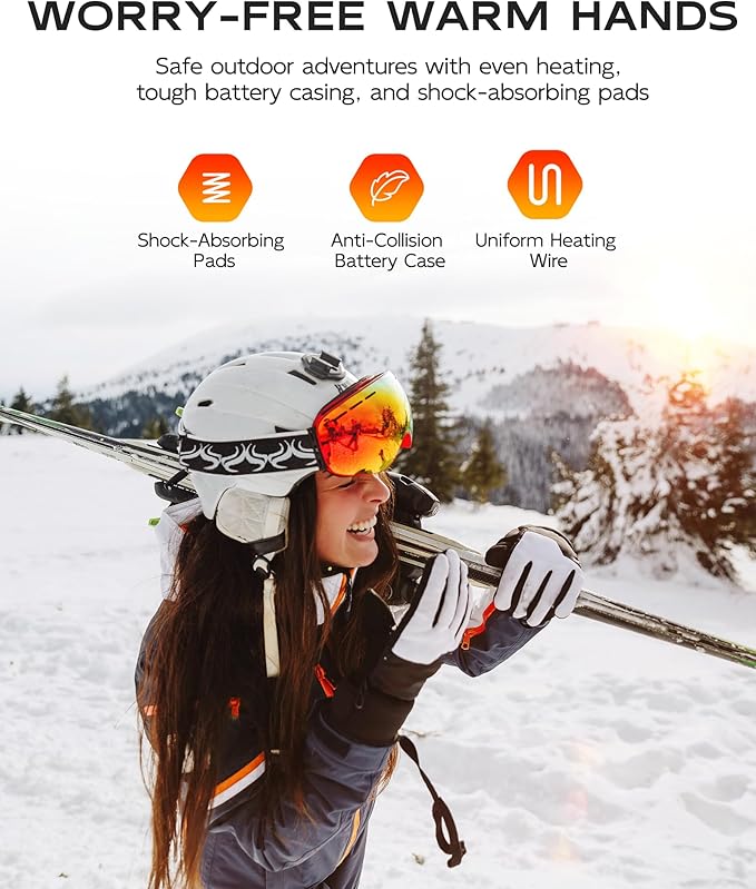 Heated Mittens for Men Women, 7.6V Rechargeable Battery Electric Mittens, Event Waterproof and Breathable Winter Mittens, Perfect for Skiing Snowboarding Motorcycling Hunting Camping