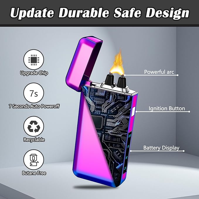 SKRFIRE Plasma Lighters Rechargeable Dragon USB Lighters, Electric Lighter Windproof Electronic Arc Flame Lighter with LED Power Display for Candle, Incense, Gifts for Men, Women (Color)
