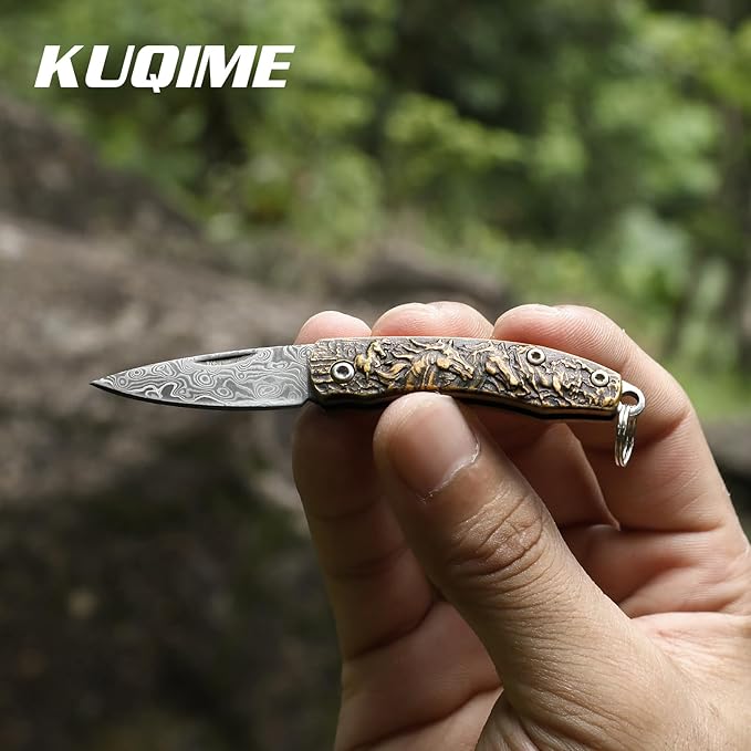 Damascus Steel pocket Knife, Mini folding pocket knife, edc knife for men,gifts for men and women