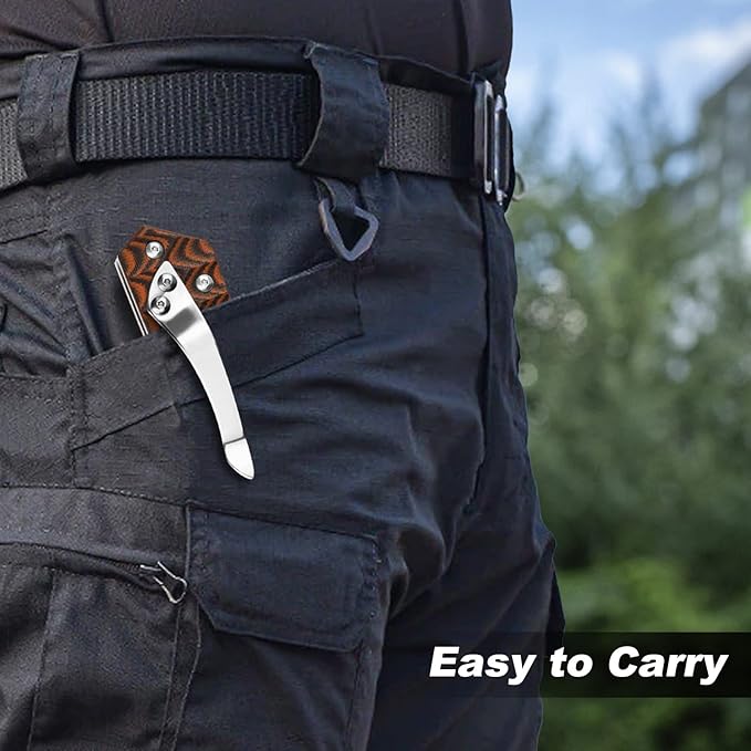 Tanto Folding Pocket Knife D2 Steel EDC Knives for Men, Flipper Opening Japanese Tanto Knife 3-1/2'' Blade