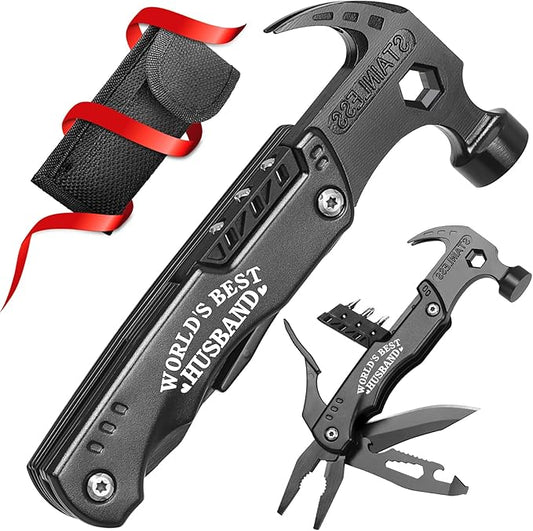 Husband Gifts for Valentines Day - Fathers Day Husband Gifts for Him, Husband Birthday Gift - 15 in 1 Multitool Hammer, Husband Gifts from Wife - Anniversary Christmas Ideal Gifts for Men Him
