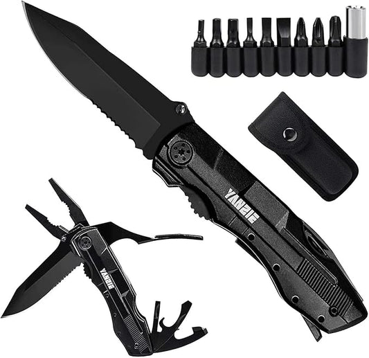 Multitool Pocket Knife with Switch Blades, Can Opener, Wire Cutter, Plier Screwdrivers, Fishing Knife for Camping Hunting, Chrismas/Birthday Gifts for Men/Dad/Kids