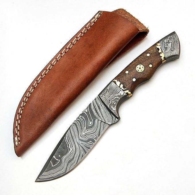 PAL 2000 KNIVES BOW-9568 Custom Handmade Damascus Steel Fixed Blade Hunting Knife With Sheath