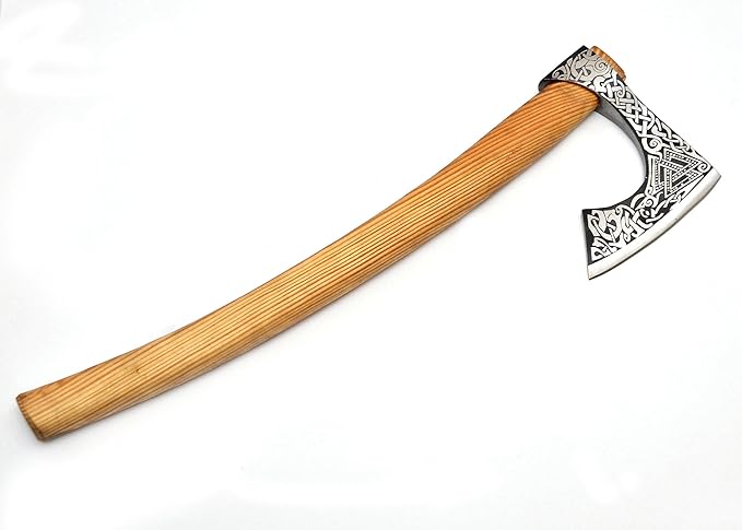 Handmade Viking Axe Real Carbon Steel Axe with Leather Sheath Camping Bearded Axes & Hatchets Hunting Axe Valentine's Day Gift, Camping & Hiking | Knives & Tools | Birthday Gift for him (Vk-Axe-06)