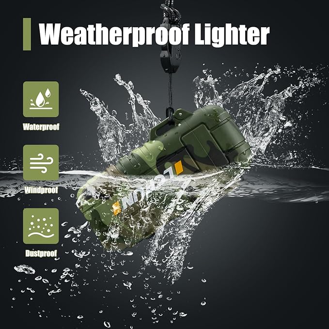 LcFun Electric Lighter USB Rechargeable Arc Lighter Windproof Plasma Lighters with LED Battery Display, Waterproof Electronic Flashlight Lighter with Whistle for Camping, Survival Tactical Gear