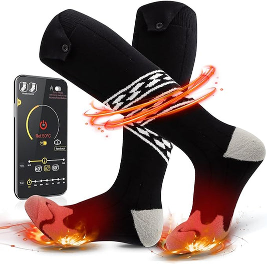 Heated Socks for Men Women,5000mAh Rechargeable Electric Heated Socks,Washable Unisex Winter Thermal Socks,Feet Warmers for Skiing Camping Hiking Hunting Outdoor