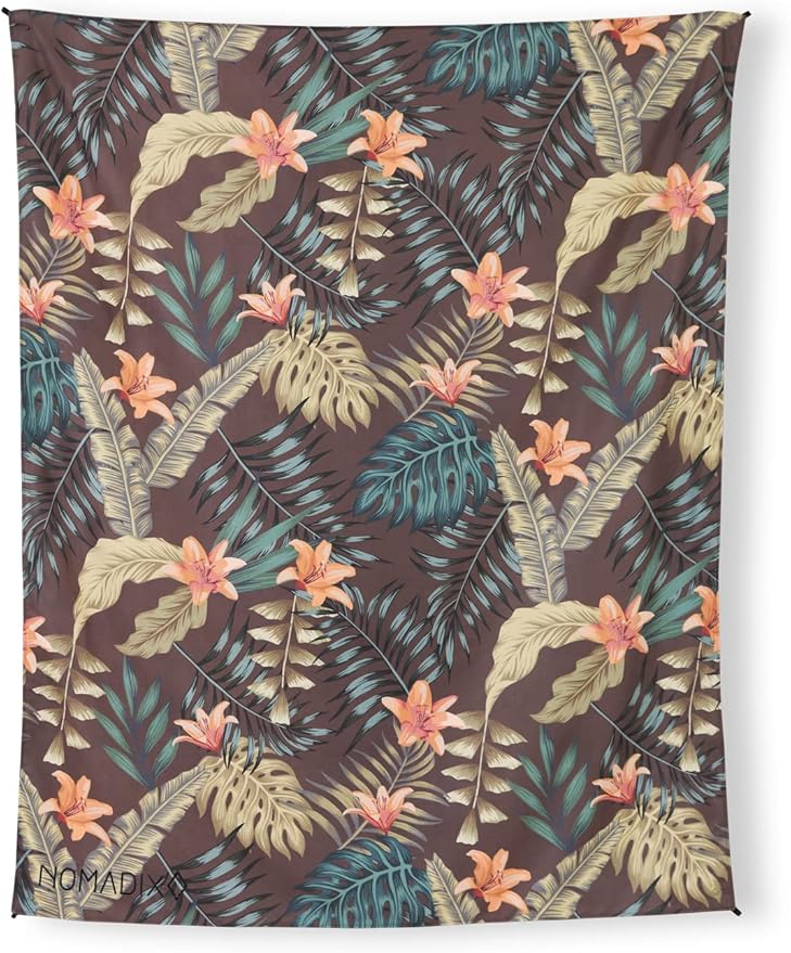 Nomadix Festival Blanket - Perfect for Picnics, Camping, & Lawn Seating - Plush Top & Water Resistant Base - Made with Post Consumer Recycled Materials - Palms Night - 60x70