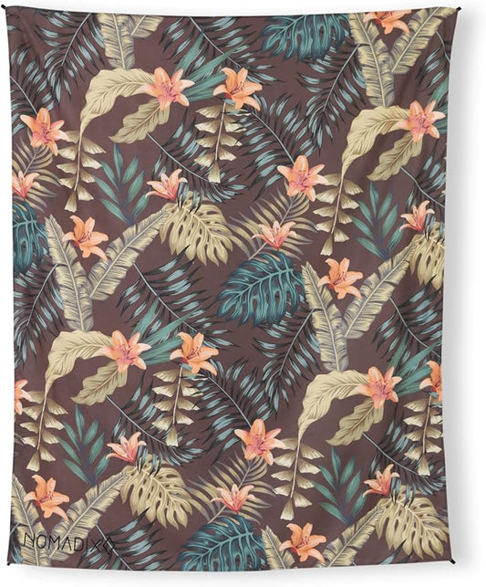 Nomadix Festival Blanket - Perfect for Picnics, Camping, & Lawn Seating - Plush Top & Water Resistant Base - Made with Post Consumer Recycled Materials - Palms Night - 60x70