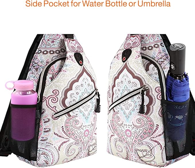 MOSISO 13 inch Sling Backpack, Multipurpose Hiking Daypack Outdoor Rope Crossbody Chest One Shoulder Bag, National Style