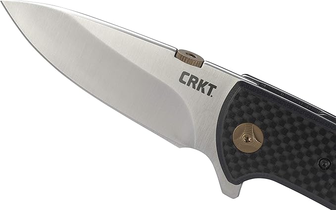 CRKT Avant EDC Folding Pocket Knife: Everyday Carry, Satin Blade with Thumb Disk, IKBS Ball Bearing Pivot, Liner Lock, Carbon Fiber Overlay Handle, Reversible Pocket Clip 4620