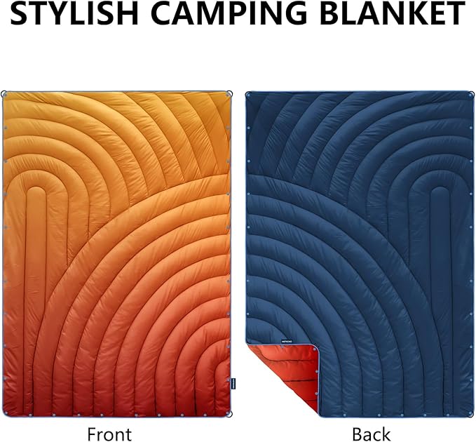 Camping Blanket,Packable Down Alternative Puffy Printed Camping Blanket Lightweight Outdoor Blanket for Camping,Traveling, Stadium, Hiking, Picnics