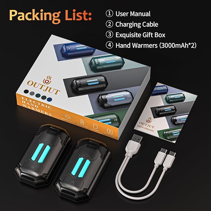 AI Hand Warmers Rechargeable 2 Pack, 6000mAh Electric Hand Warmers with 3 Heat Settings 20Hrs Long Lasting Portable Pocket Heater for Outdoor Camping, Hunting, Golf, Winter Gifts