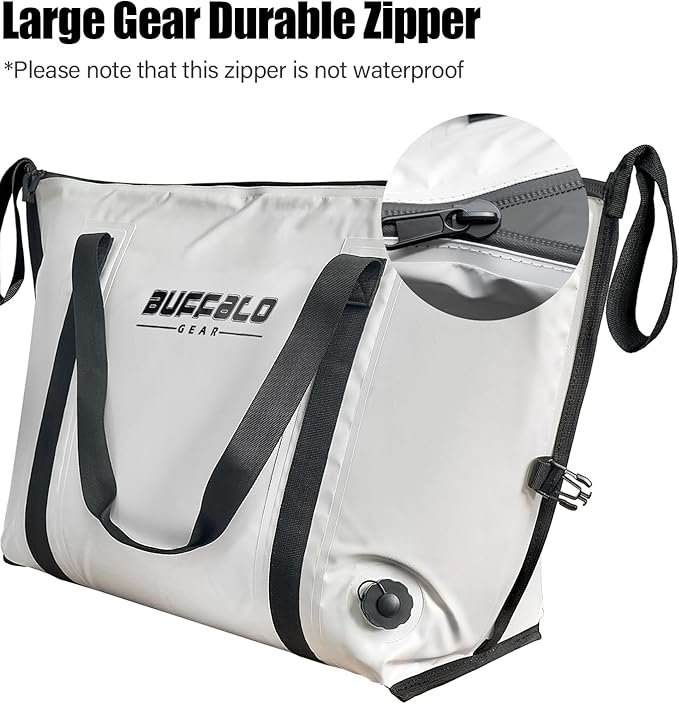 Buffalo Gear Insulated Fish Cooler - 27.5QT 58QT Waterproof Flat Bottom Bag, Leakproof and Fishing Kill Bag
