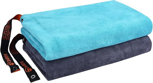 Gym Towels for Men Women Microfiber 20inch X 40inch Cycling Workout Sweat Towel Set Quick Dry Exercise Sports Travel Towel Fast Drying 2-Pack, Grey+ Turquoise