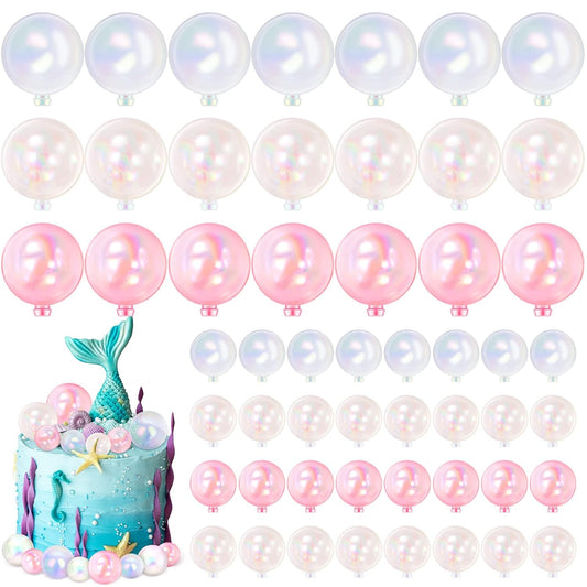 108 Pcs Balls Cake Topper DIY Cupcake Insert Foam Balloons for Cake Baking Wedding Anniversary Birthday Decoration(Pink, Clear, White,1.57'', 1.18'')