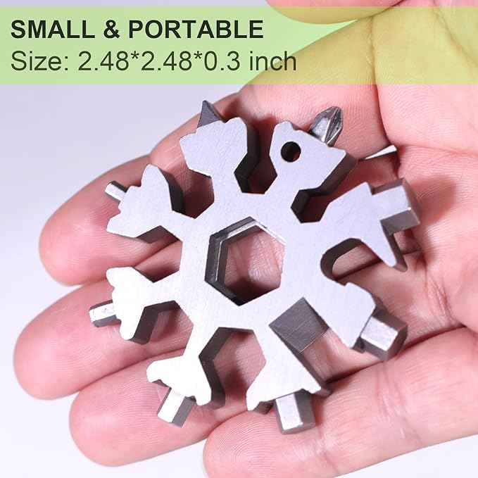 Snowflake Multitool 2PCS 18 in 1 Stainless Steel Snowflake Multi Tool, Stocking Stuffers for Men, Cool Gadgets for Outdoor Travel Camping Daily