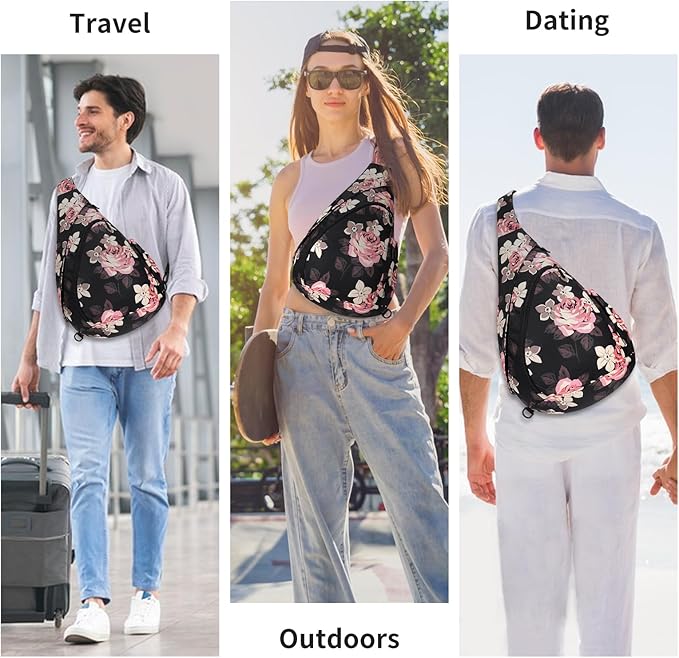 HUA ANGEL Crossbody Sling Bag for Men & Women Lightweight Waterproof Chest Shoulder Bag for Travel Hiking & Everyday Use