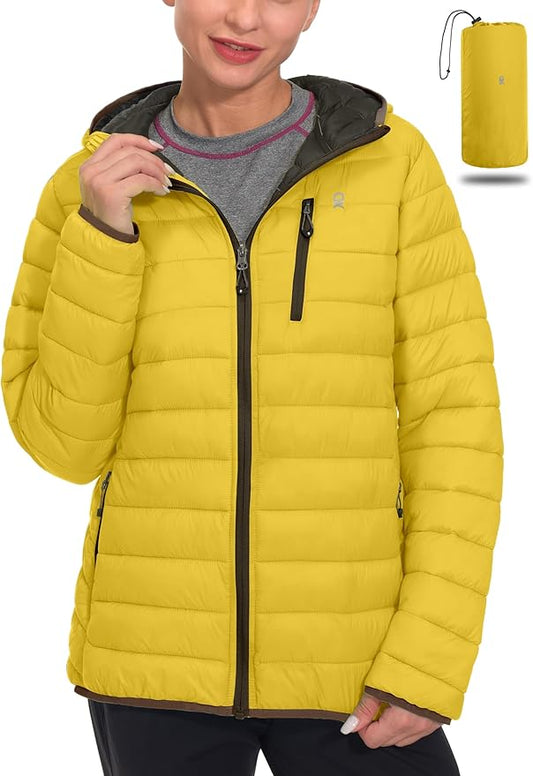 Little Donkey Andy Women's Packable Lightweight Puffer Jacket Hooded Windproof Winter Coat with Recycled Insulation