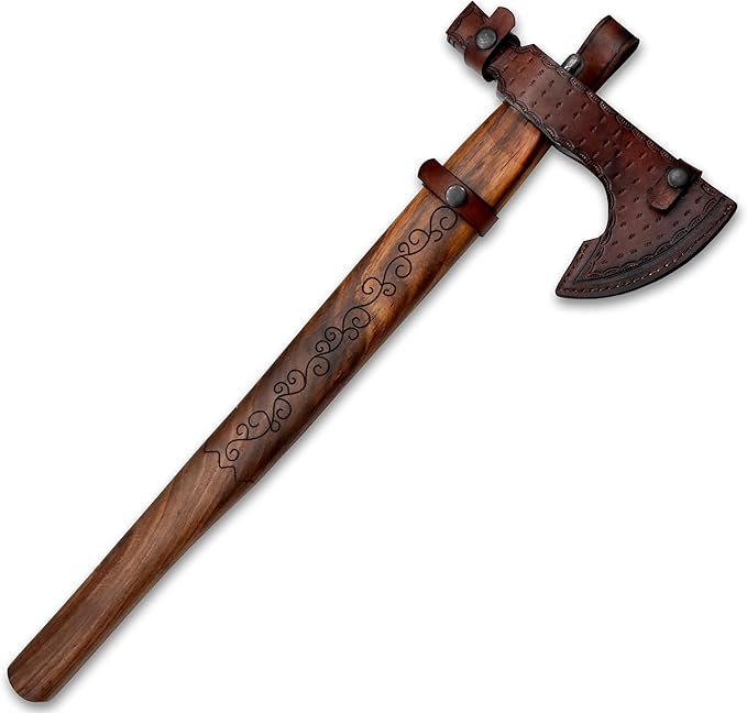 Custom Handmade Viking Hatchet Axe - Damascus Steel Bearded Axe - Camping Tomahawk Battle Axes - Camping Axes and Hatchets - Tomahawk Axe - Axe Tool - Battle Axe - Axe with Sheath