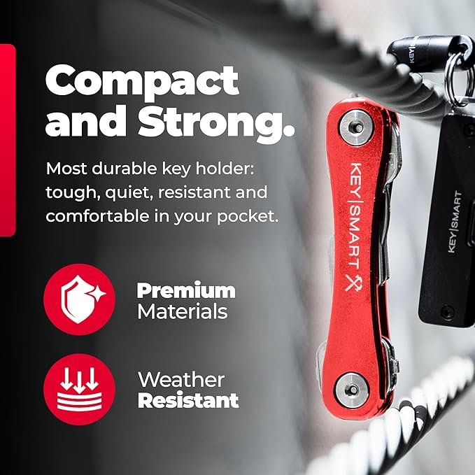 KeySmart Rugged Key Organizer for Men - Compact Multi-Tool Key Holder with Bottle Opener and Pocket Clip (Up to 14 Keys)