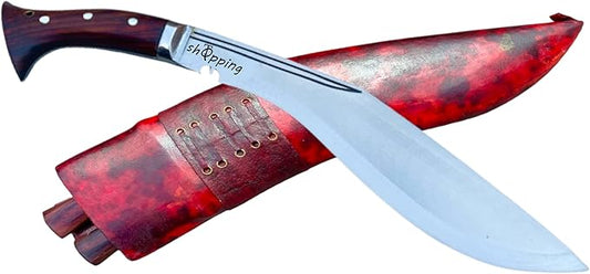QT Gurkha World War I Overall 18 IN Historical Kukri Knife Panawal full Tang 12 IN Fixed Blade Khukuri Leather Sheath & Small 2 Knives - Handmade In Nepal