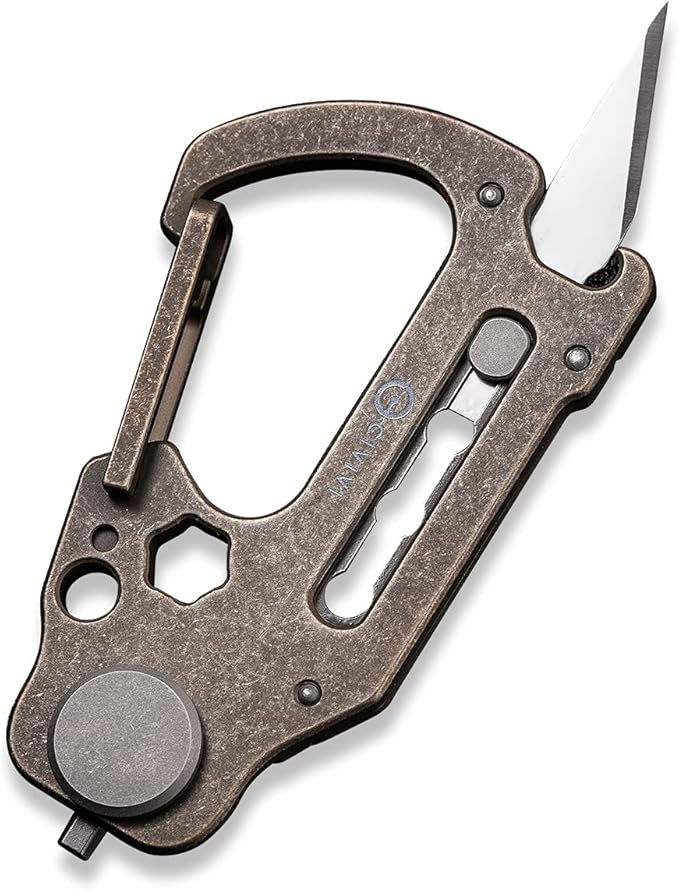 CIVIVI Polymorph Titanium Carabiner Multi-Tool with Utility Blade, Bottle Opener, Screwdriver C20045-2