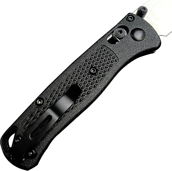 HUAAO Mini Bugout Folding Pocket Knife, Plain Edge, Thumb Stud Manual Open, Glass Reinforced Nylon Grivory Handle with Belt Clip for EDC Camping(440C blade)