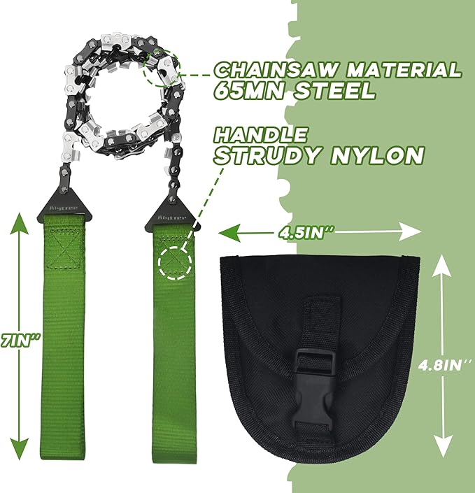 Pocket Chainsaw 36 Inch with Nylon Handle, 48 Sharp Teeth Pocket Chainsaw- 65Mn Heavy Duty Steel Hand Chain Saw, Folding Chainsaw for Survival & Hiking