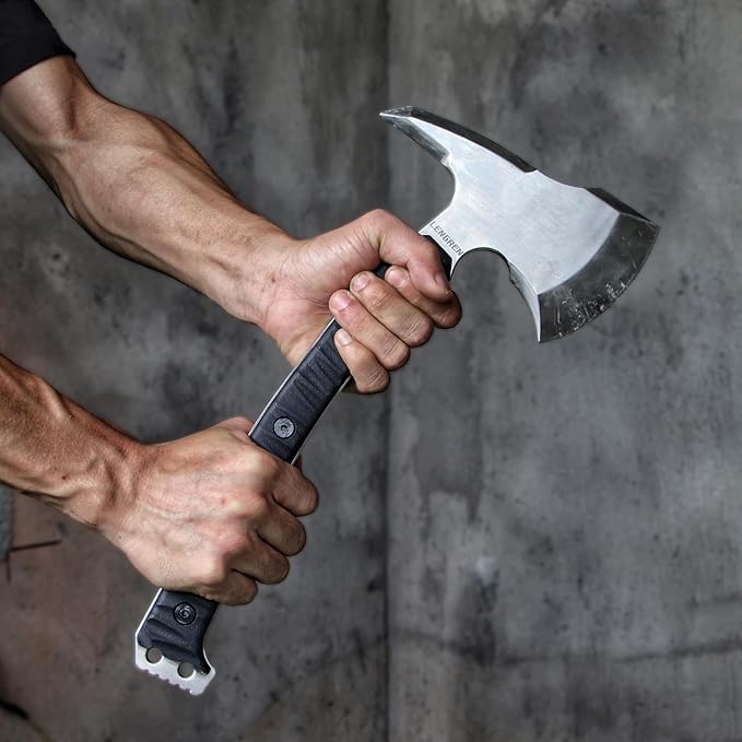 Storm Tactical Tomahawk - Multi-Tool Hammer Head Survival Axe with Hammer - Tactical Gear with Included K-Sheath and Straps (White)