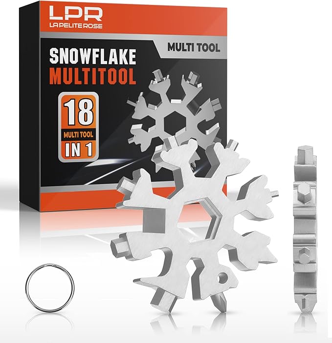 Multitool 18 In 1 Snowflake Multi tool for Outdoor Camping Survival Accessories- Stocking Stuffers Mens Gifts, Screwdriver - Hexagonal Spanner - Ring Spanner - Bottle Opener