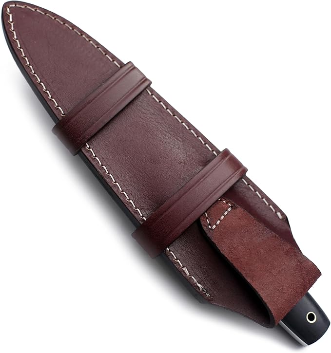 GCS Custom Handmade Black Micarta Handle D2 Tool Steel Knife Buffalo Hide Sheath 168