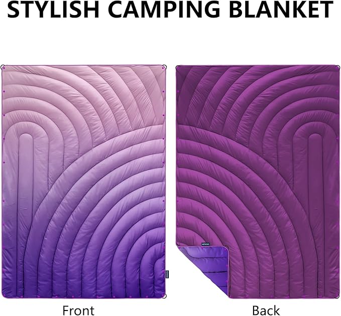 Camping Blanket,Packable Down Alternative Puffy Printed Camping Blanket Lightweight Outdoor Blanket for Camping,Traveling, Stadium, Hiking, Picnics