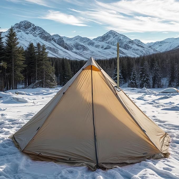 Camping Hot Tent with Wood Stove Jack Winter Teepee Tent 4 Season Backpacking Tent for Survival Hunting Military Fishing