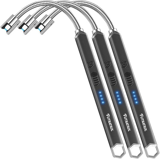 Electronic Candle Lighter Arc Windproof Flameless USB Rechargeable Electric Lighter (3 Pack - Black)
