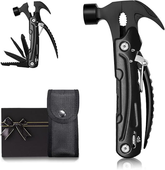 Hammer Multitool Cool Gadgets Multi Tool with Gift Box Carrying Case Birthday Stocking Stuffers Father's Day Gifts Valentines Day Gifts for Men Husband Him Camping Accessories(Black)