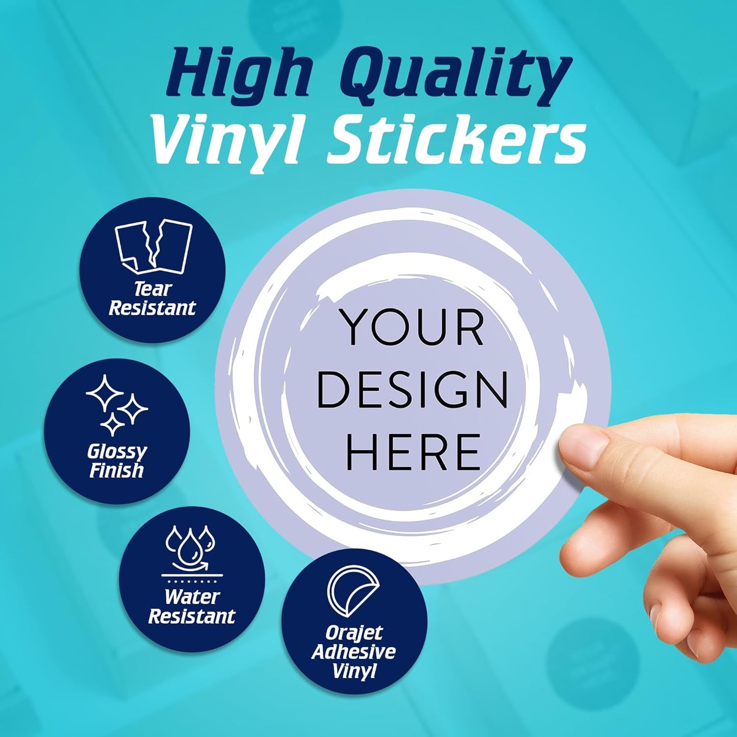 100 Custom Vinyl Stickers - Upload Your own Image, Text, Design, Logo - Personalized Logo Labels for Handmade, Packaging, Bottle, Jars, Candle, Brand Stickers (Lavender Swirls, 5x5)
