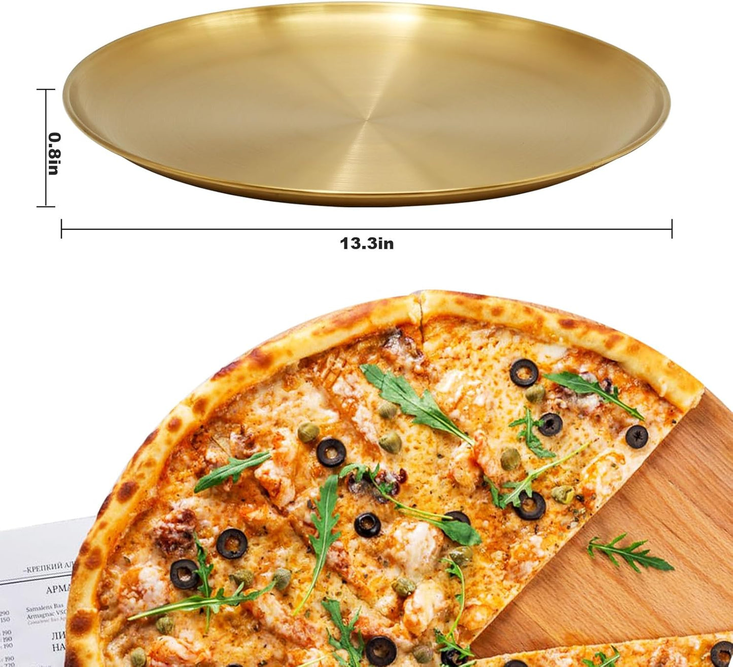 13.5 Inch Stainless Steel Pizza Pan Set of 4, Commercial Grade Restaurant Pizza Tray, Heavy Duty & Warp-Resistant for Oven, Grill & Party - Dishwasher Safe Baking Sheet
