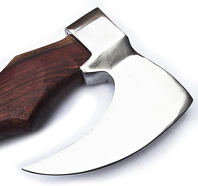 HUN-9974 Custom Handmade Viking Hatchet Axe Carbon Steel Head Bearded Camping Tomahawk Battle Ax with Sheath Ideal Gift for Men