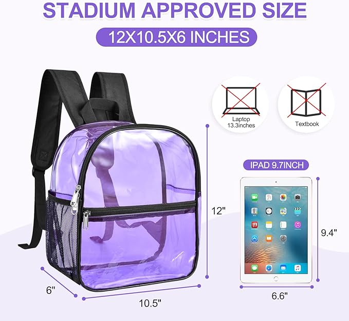USPECLARE Clear Backpack for Stadium Approved 12×6×12, Water proof Clear Bag for Stadium Events and Concert Work Sport Event
