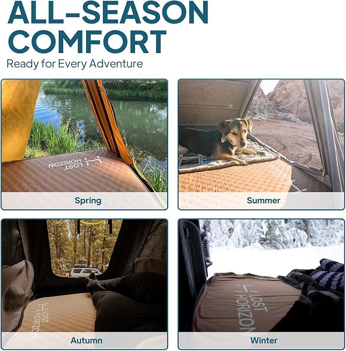 LOSTHORIZON Air & Foam Camping Mattress, Self-Inflating Sleeping Pad, 4.5" Thick, with Air Pump, Full