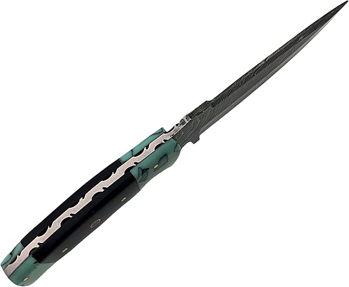 9" Beautiful Damascus Steel Knife made of Damascus Steel and forge pattern blade with an amazing wood 4.25” handle – An amazing Hunting & Skinner Knife with a beautiful Sheath