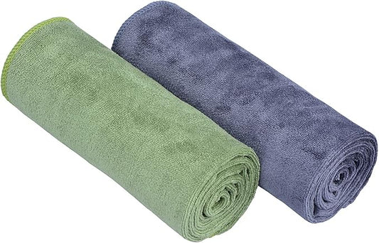 Home Gym Towel for Sweat Men Women Microfiber Yoga Towels Sports Towel Set Quick Dry Exercise Cycling Travel Camping Towel Fast Drying 2-Pack (Grey+Army Green 2-Pack)