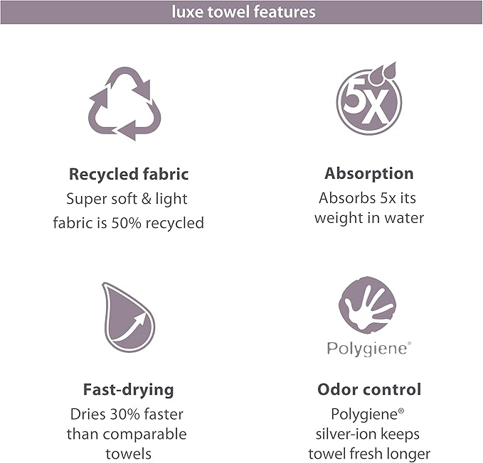PackTowl Luxe Lightweight Microfiber Camping and Travel Towel, Sage, Beach